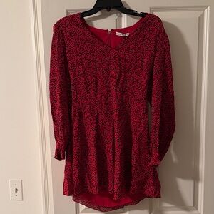 Alice + Olivia Red and Black Animal Print Long Sleeve Dress